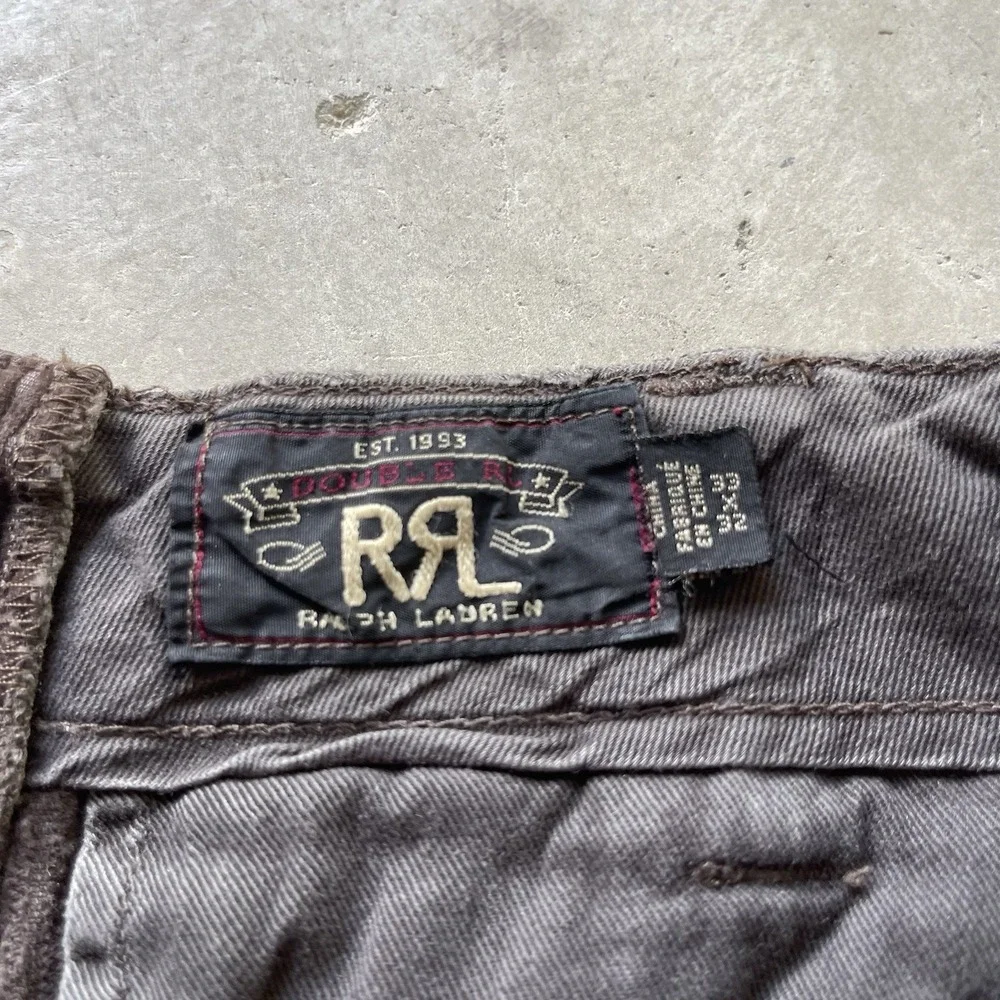 RRL Ralph Lauren Pants Mens 33x32 Brown Corduroy Side Buckle Button Fly Baggy